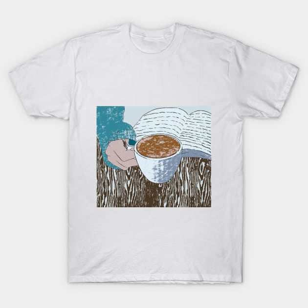 Coffee and Book T-Shirt by Katia Galante Art